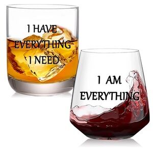 Inspirational Whiskey and Wine Glass Set